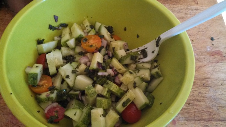 Cucumber, tomato & basil salad